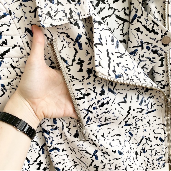 Roschterra Abstract Painted Moto Leather Jacket - Picture 7 of 15